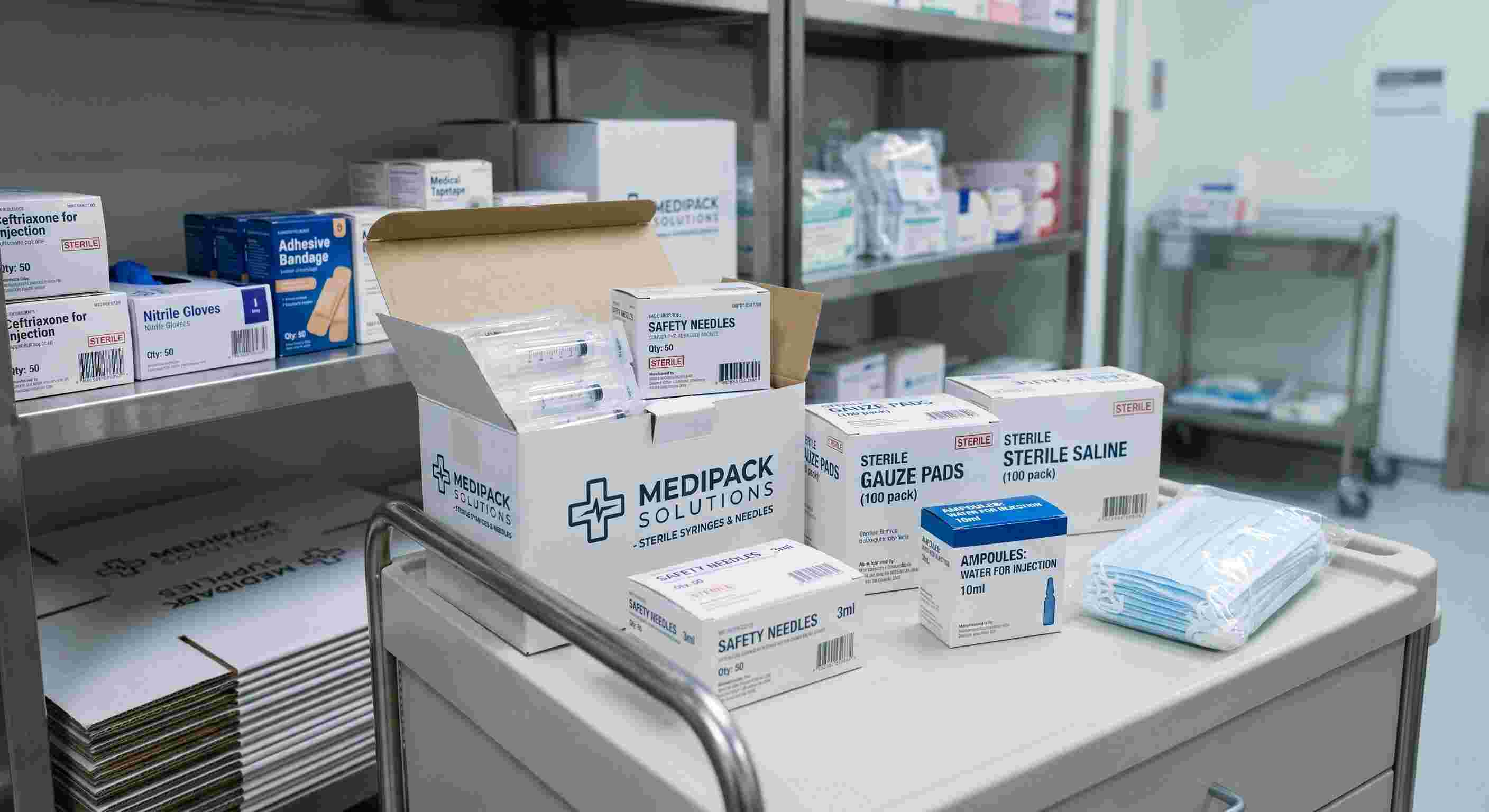 Glass specimen vials in a lab setting